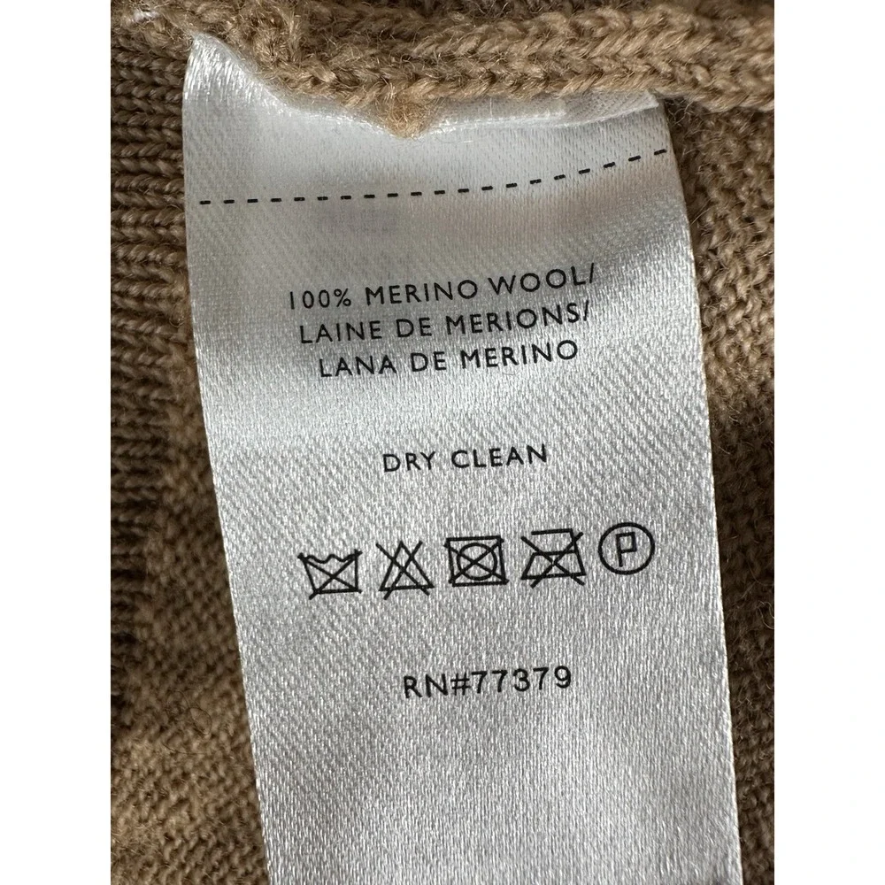 ANN TAYLOR Women 100% Merino Wool Pullover Wrap Effect Size Large khaki‎ - Picture 12 of 12